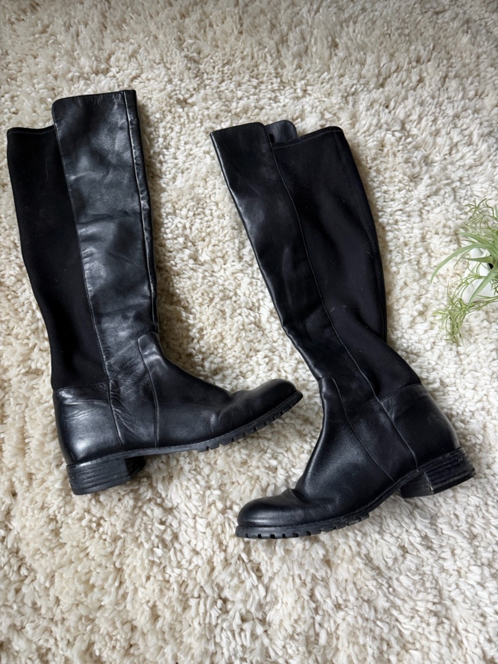Michael Kors Black Leather cute design Over-the-Knee Riding Boots with Lug Sole - Picture 5 of 13